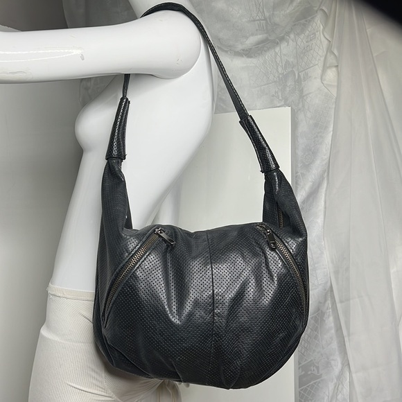 Rebecca Minkoff Perforated Leather Large Hobo Zip Top Shoulder Bag - Picture 3 of 16